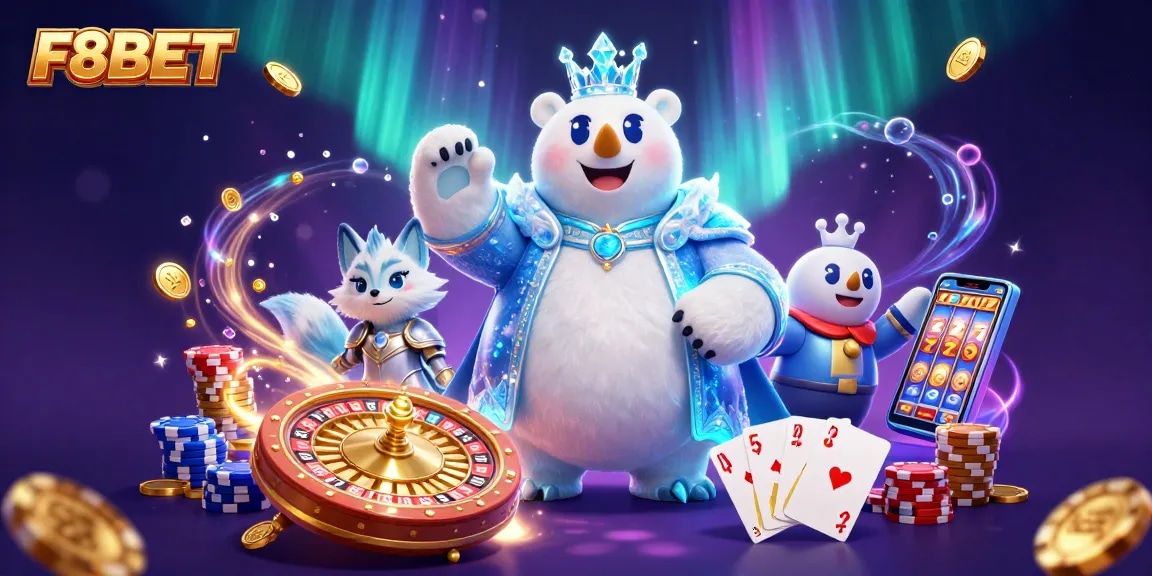 Win big at F8BET with vibrant casino action featuring ice king, fox companion, and golden treasures.