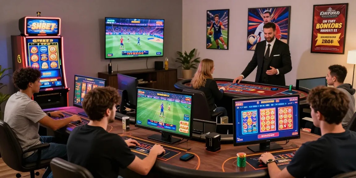 Exciting gaming moment at SHBET platform showcasing diverse players enjoying various online games including sports betting and casino.