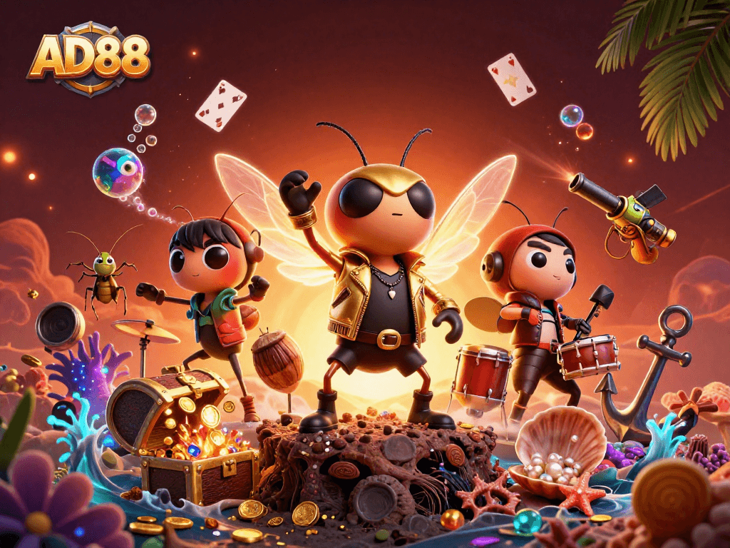 Engage with AD88's exciting underwater treasure games featuring vibrant characters and rich visuals.