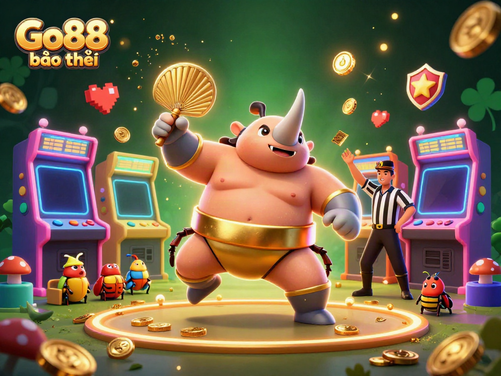 Experience Go88 bảo mật with a vibrant, action-packed scene of a sumo champion beetle