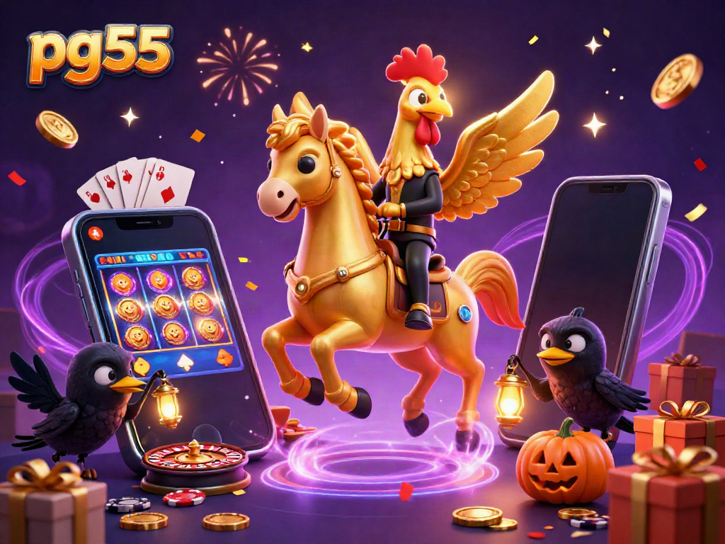 Experience thrills with pg55 at a stunning neon casino scene featuring exciting gameplay.