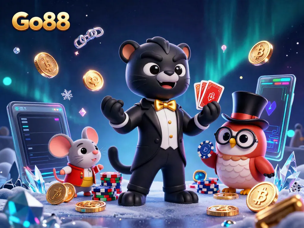 Experience excitement at Go88 with a charismatic panther dealer and animated gambling elements.