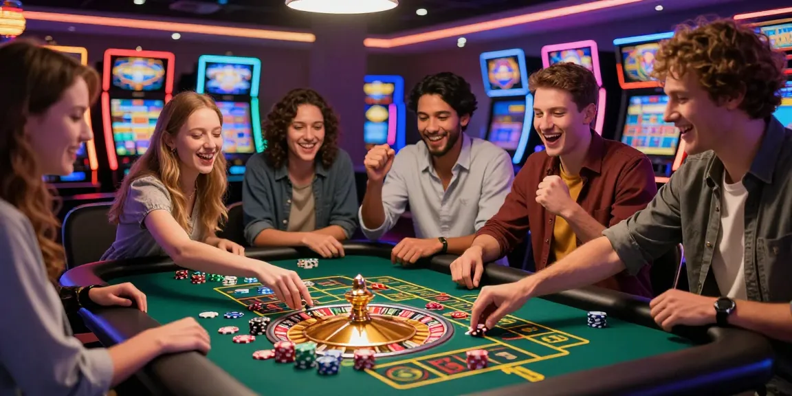 Exciting gameplay at a UK casino not on GamStop with friends enjoying roulette.