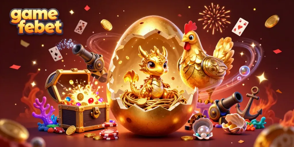 Engage with the thrilling game Febet, featuring stunning visuals of a golden dragon amid casino elements.