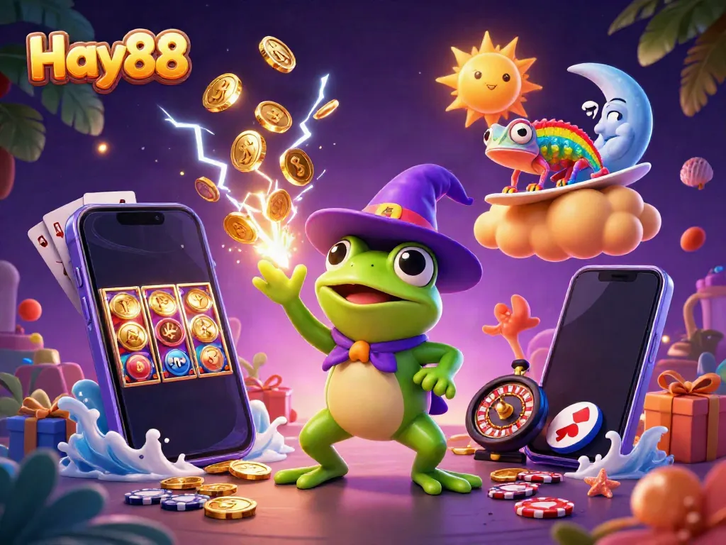 Experience thrilling gameplay with Hay88 as golden coins rain during a dynamic casino adventure.