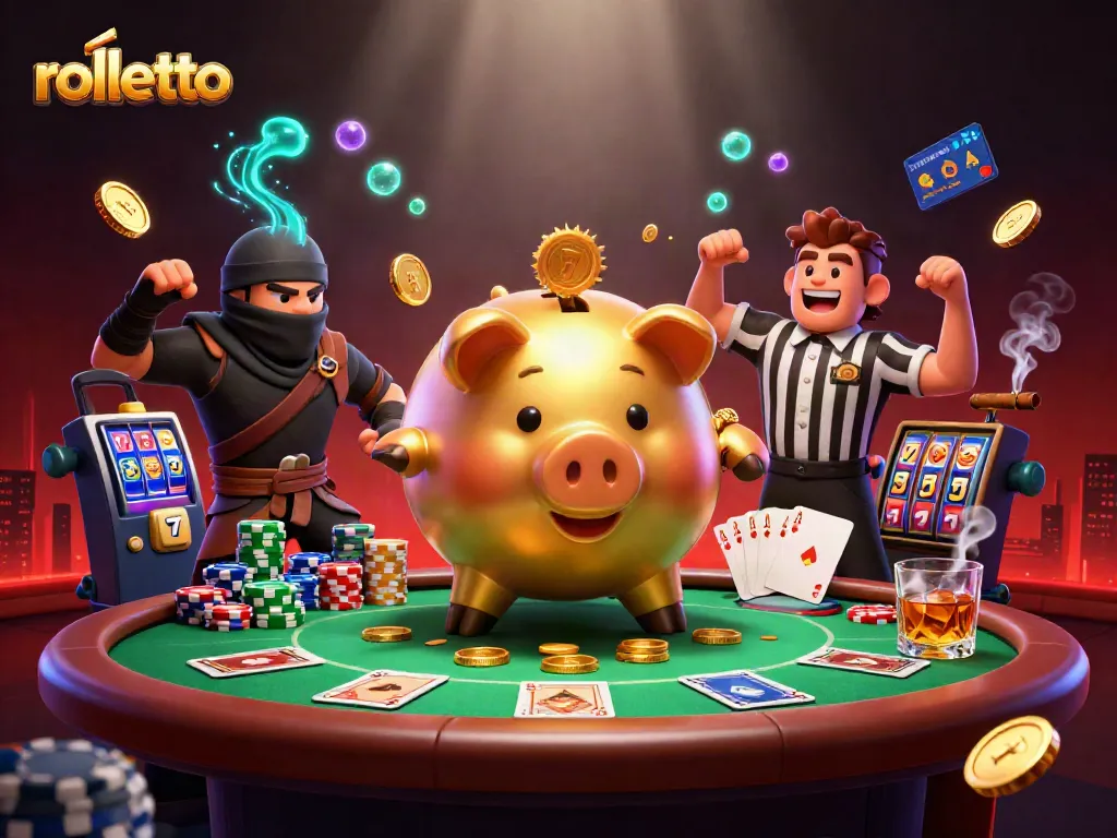 rolletto's vibrant casino scene showcasing characters and dynamic gaming elements for an immersive experience