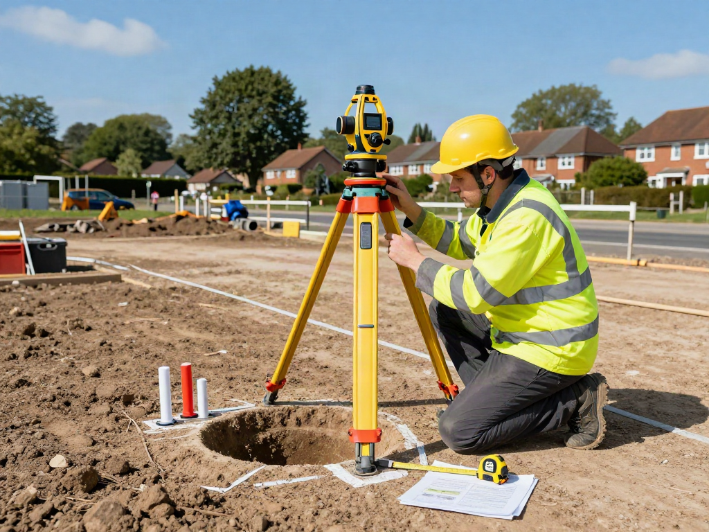 Surveyor conducting a Utility Survey in Surrey using GPR equipment in a residential area.