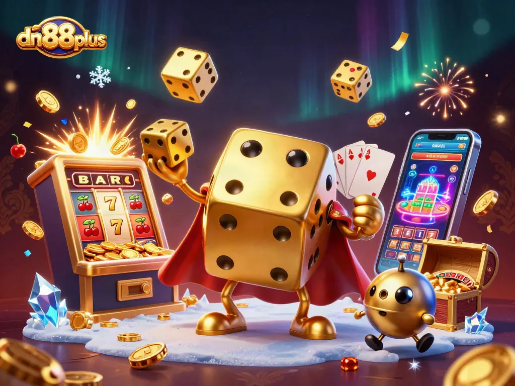 Engage with dn88plus's vibrant casino exploration featuring dynamic golden dice and overflowing jackpots.