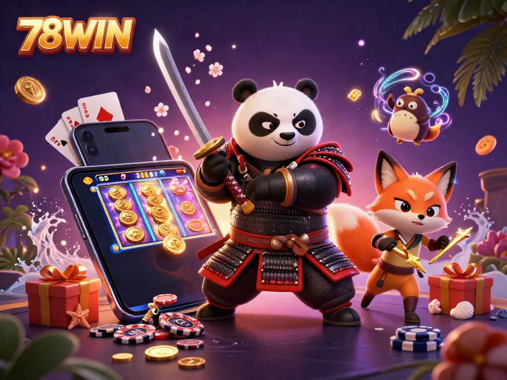 Experience thrilling gameplay with 78WIN's vibrant slot game while enjoying dynamic characters in action.