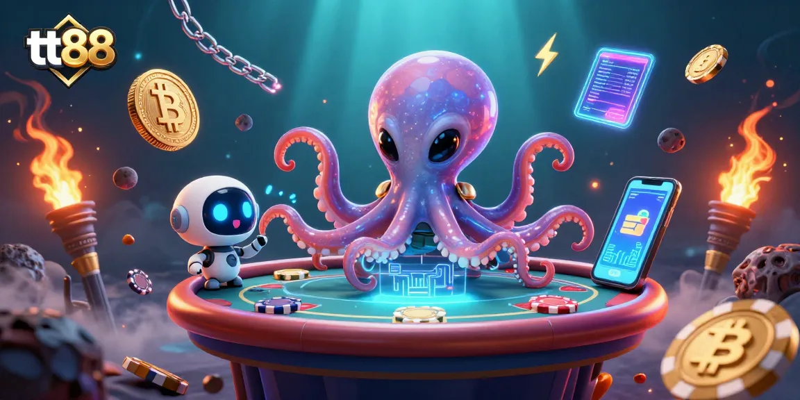 Experience tt88's cosmic poker thrills with an alien octopus and holographic gaming!