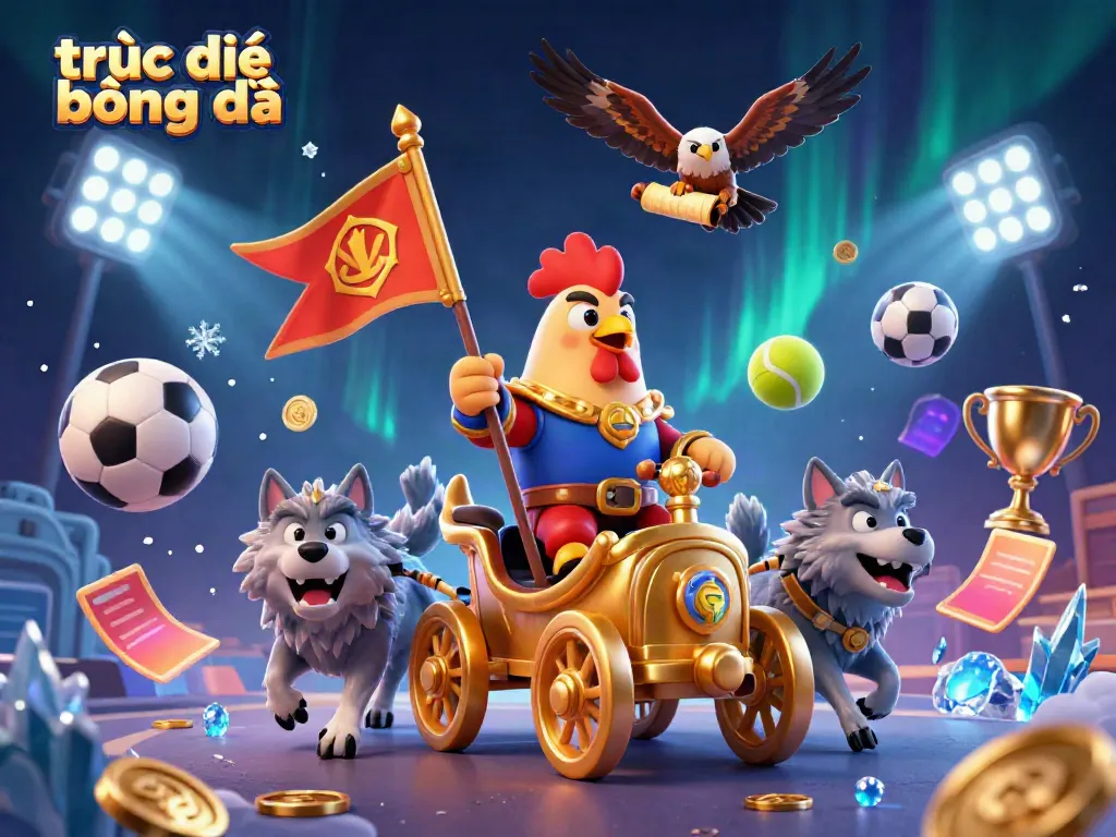 Experience trực tiếp bóng đá excitement with a vibrant 3D sports-themed illustration featuring dynamic elements and characters.
