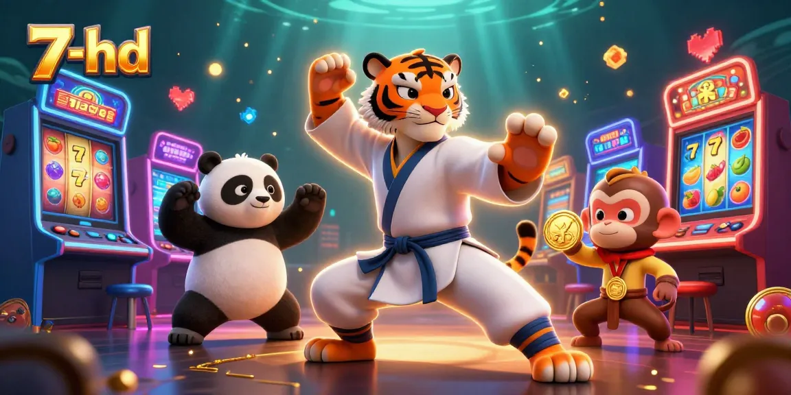 Experience 7-hd's thrilling slots with vibrant characters and dynamic casino elements in this engaging scene.