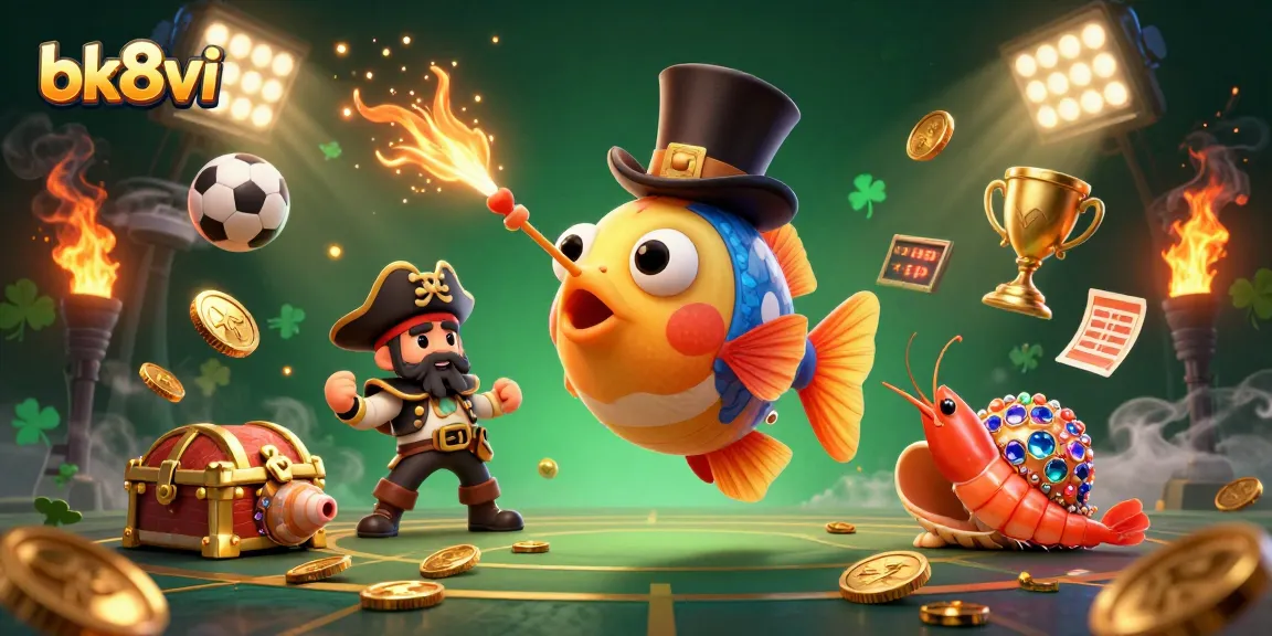 Engaging scene of bk8vi's unique casino world featuring vibrant characters and dynamic sports elements.