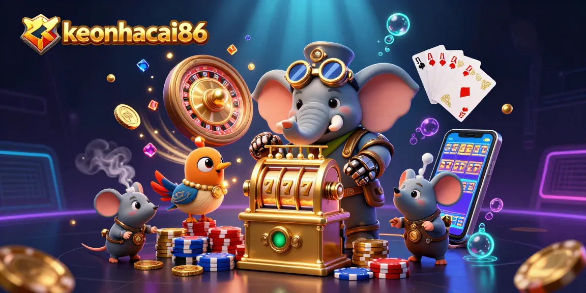 Experience thrilling moments at keonhacai86 with steampunk characters and dazzling casino elements.