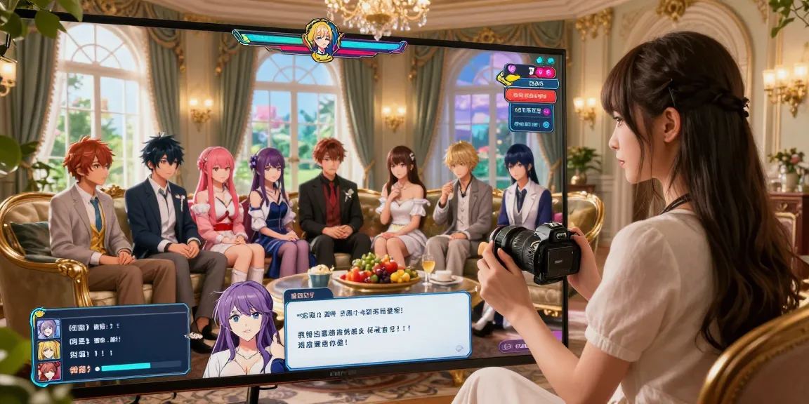 Engaging scene of characters in a vibrant adult visual novel game, inviting players to play hentai games in a luxurious setting.