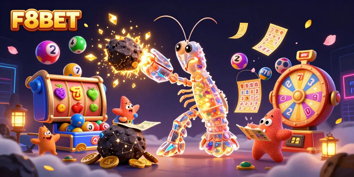 F8BET offers thrilling experiences with slot games and colorful lottery elements amidst a dynamic scene.