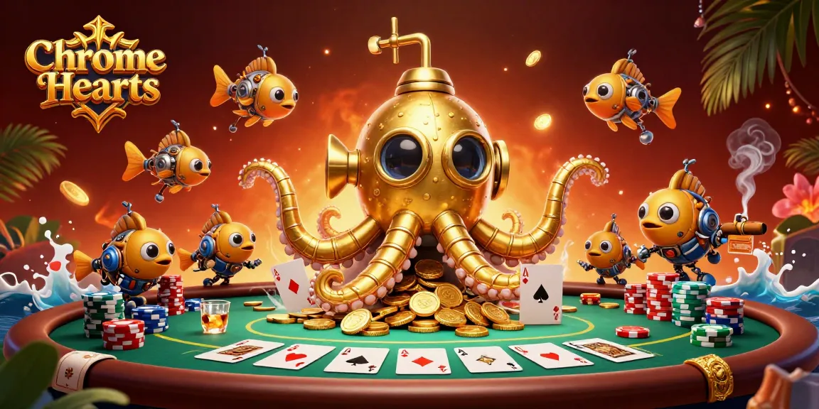 Engage with Chrome Hearts by exploring a luxurious poker scene featuring dynamic 3D cartoon characters.