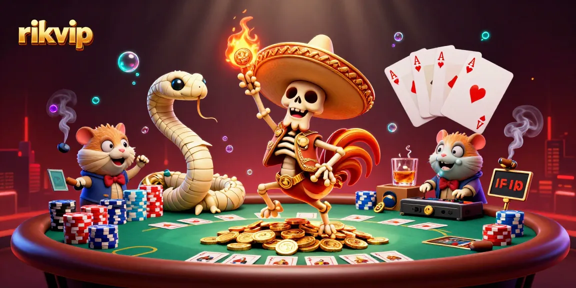 Experience thrilling casino action with rikvip at this vibrant gaming illustration featuring dynamic characters.