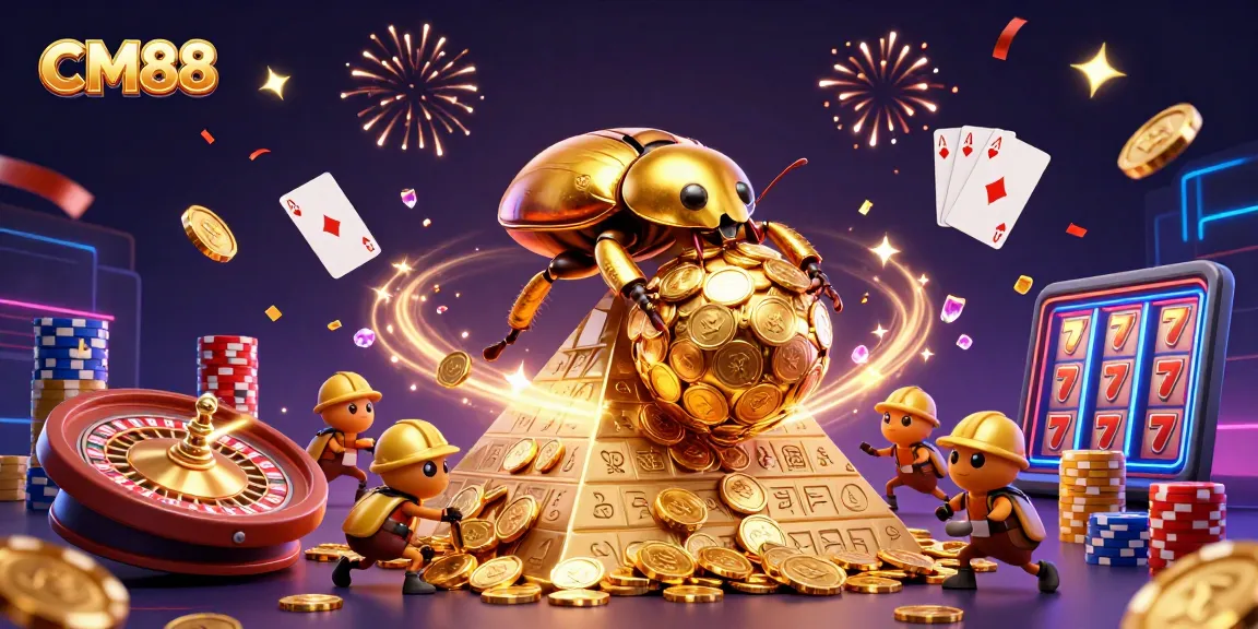 Spin and win with CM88 at a colorful casino pyramid filled with golden treasures and exciting gameplay.