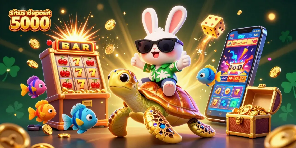 Experience the thrill of situs deposit 5000 with cartoon characters and vibrant casino elements exploding with excitement.