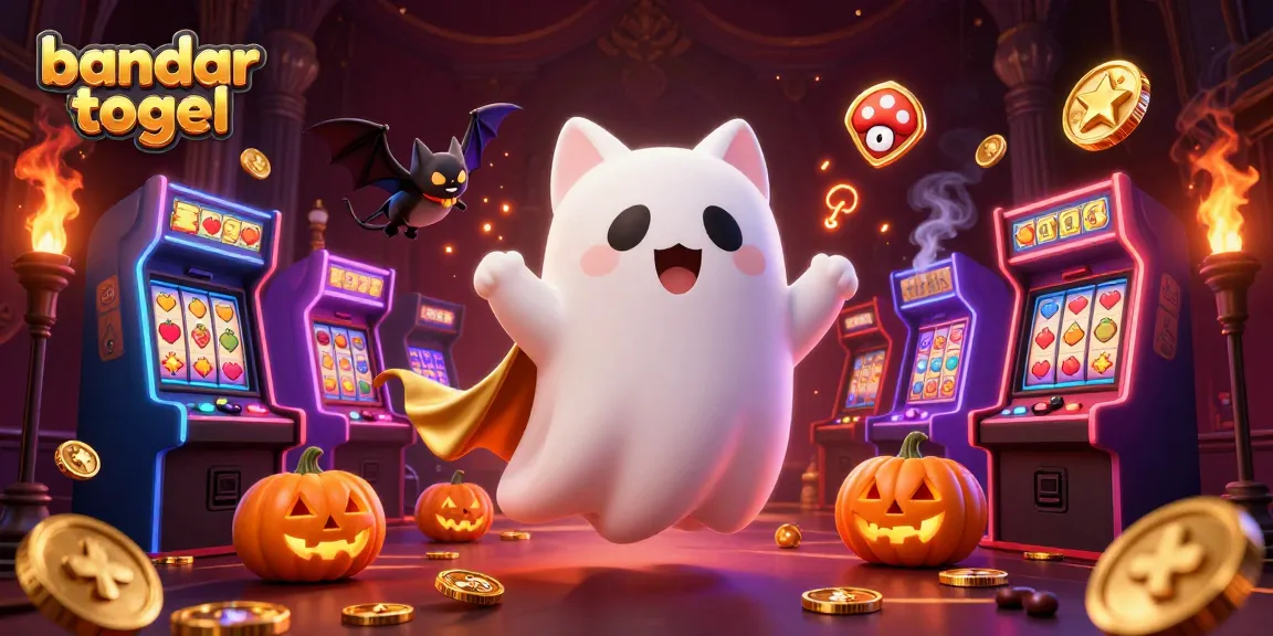 Engage with bandar togel in a thrilling scene depicting a ghost cat and bat in a vibrant casino atmosphere.