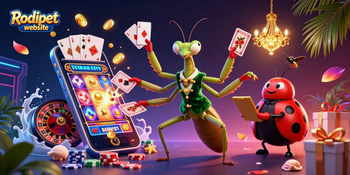 Experience the thrill of the Rodipet website with this lively casino scene featuring vibrant characters!