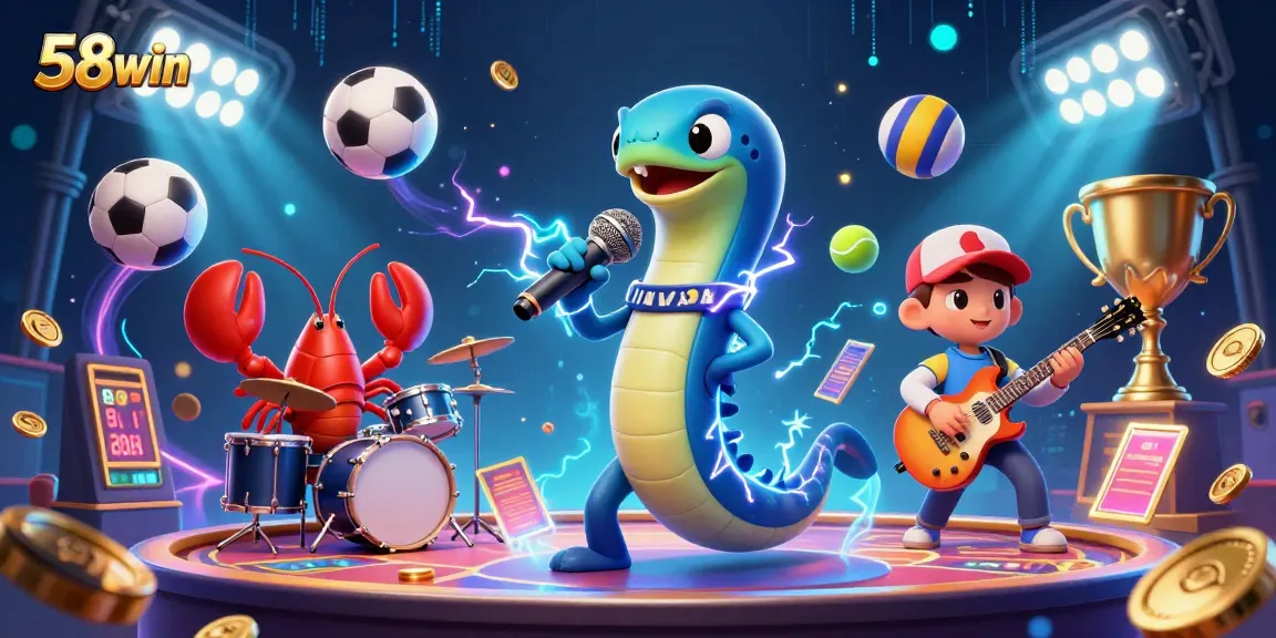 Experience the excitement of 58win's underwater casino with vibrant characters and dynamic gambling elements.