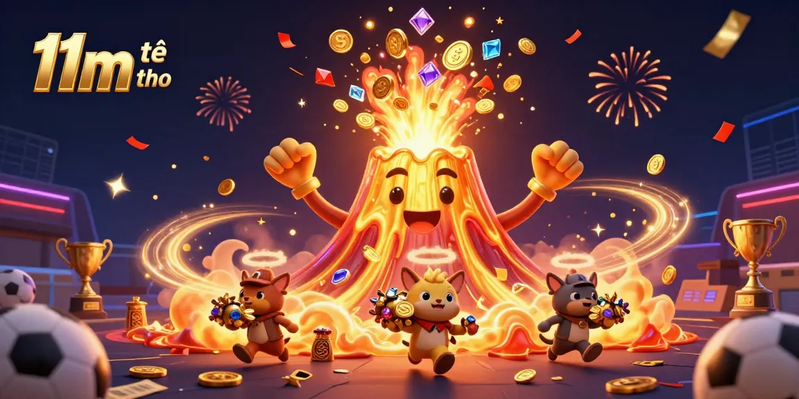 Experience thrilling moments of sports betting with 11m thể thao, featuring triumphant golden volcano erupting treasures.