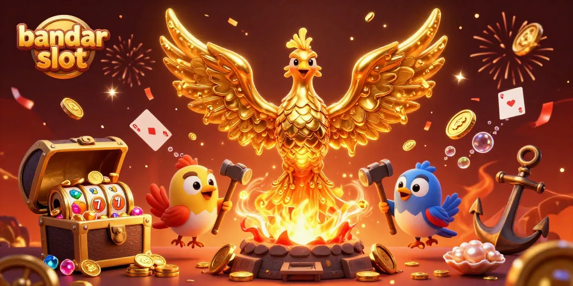 Experience the excitement of bandar slot with a vibrant 3D illustration showcasing rich casino elements.