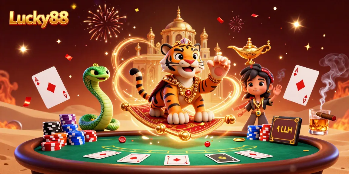 Experience the thrill of Lucky88 slot with engaging 3D tiger sultan and magical elements.