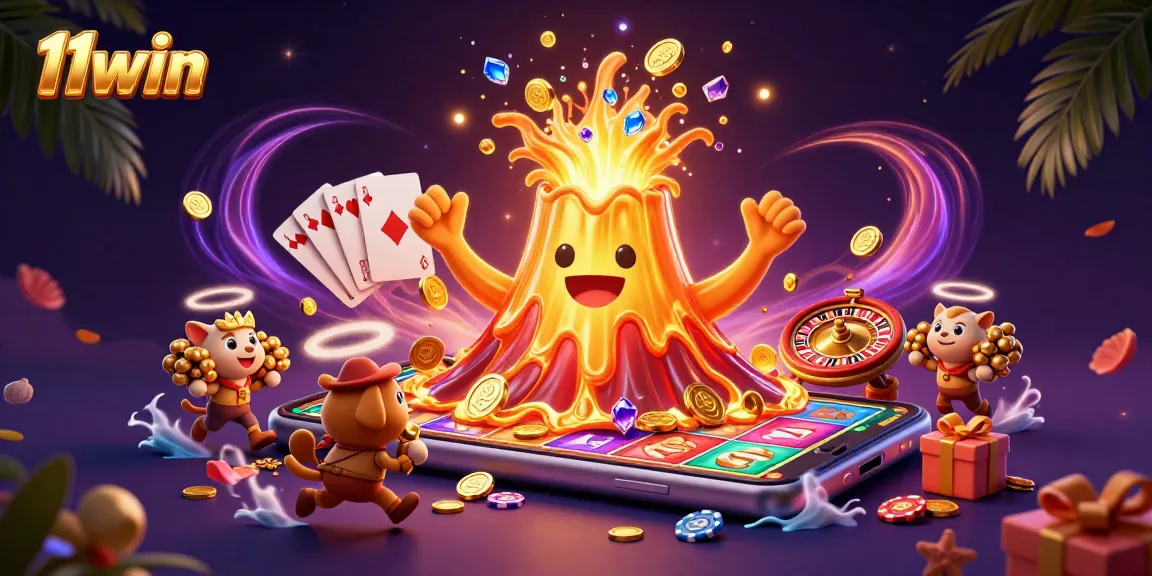 Experience thrilling wins at 11win with a vibrant casino scene filled with dynamic game elements.