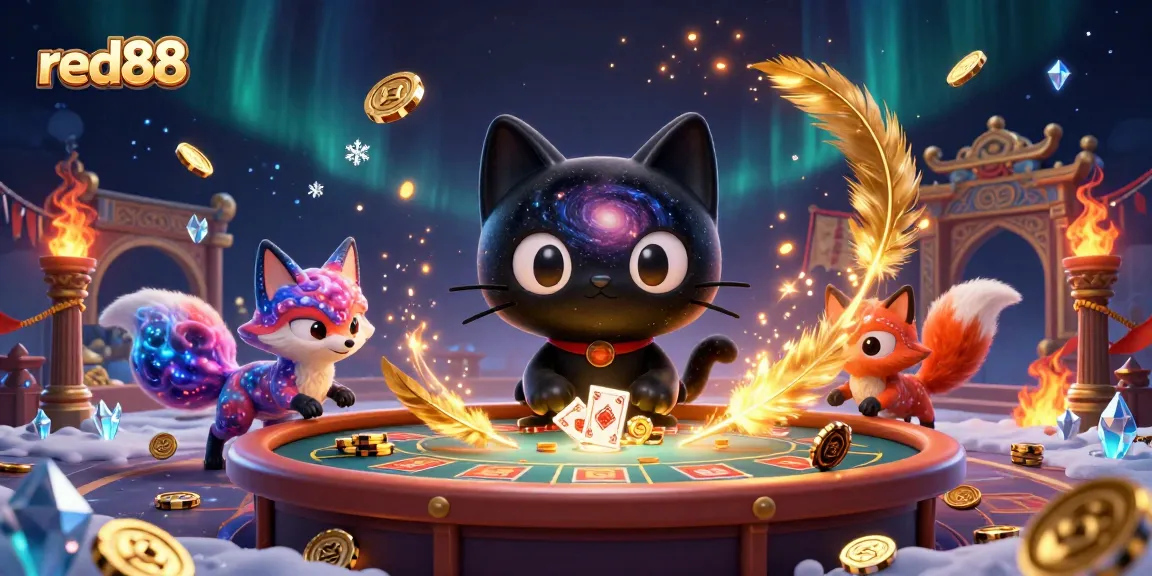 Experience the excitement at red88's cosmic casino with vibrant 3D characters and dynamic gambling elements.