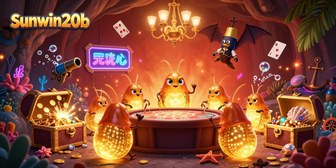 Experience the thrilling atmosphere of sunwin20b with glowworms illuminating a vibrant cave casino.