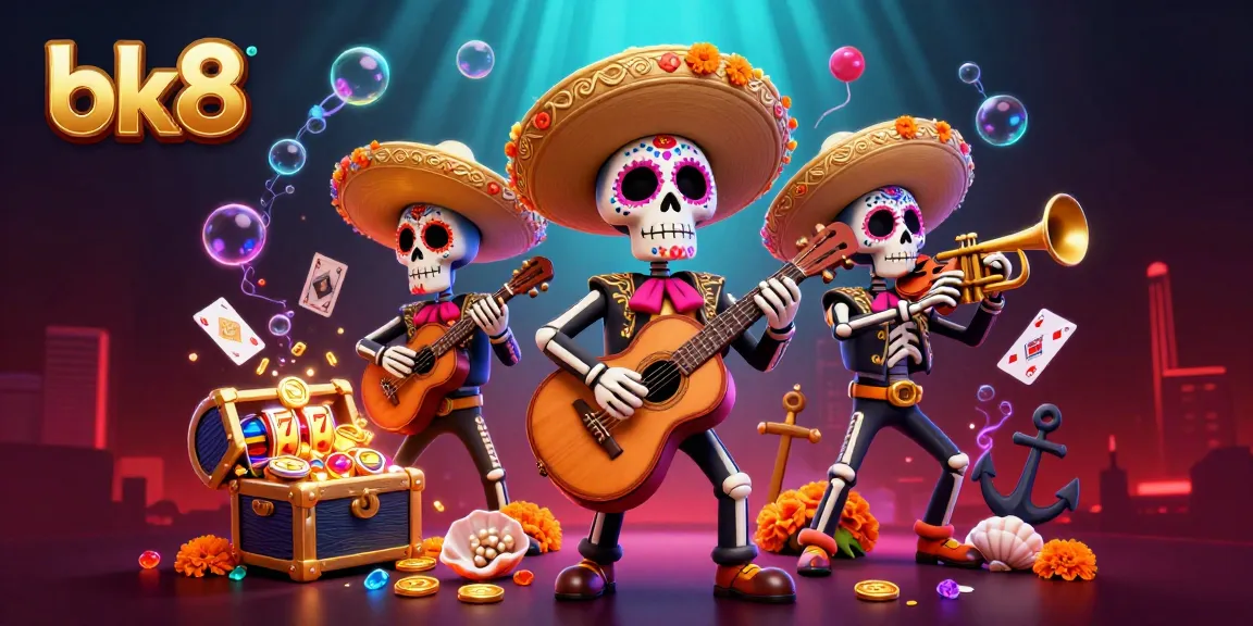 Experience the excitement of bk8 with a vibrant Day of the Dead mariachi scene, complete with casino elements.